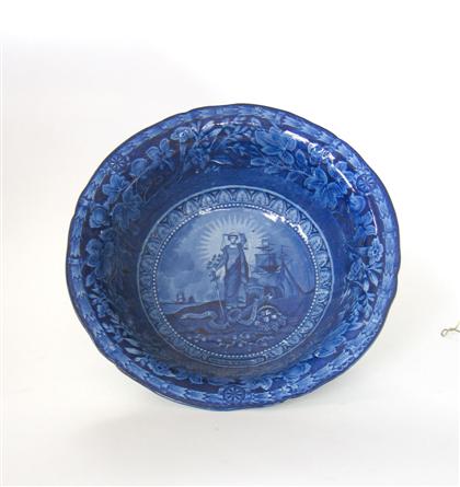 Historical blue transferware washbowl 4958e