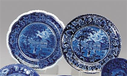 Two historical blue transferware plate	