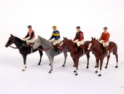 Four Britains racehorses and jockeys,