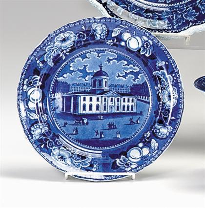 Historical blue transferware plate