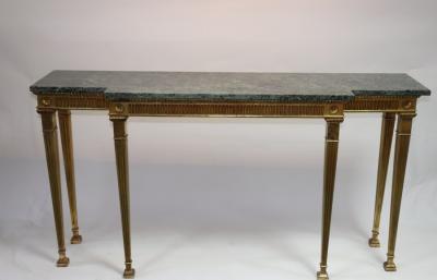 A Regency style console table, the green