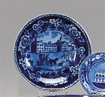 Historical blue transferware saucer 49596