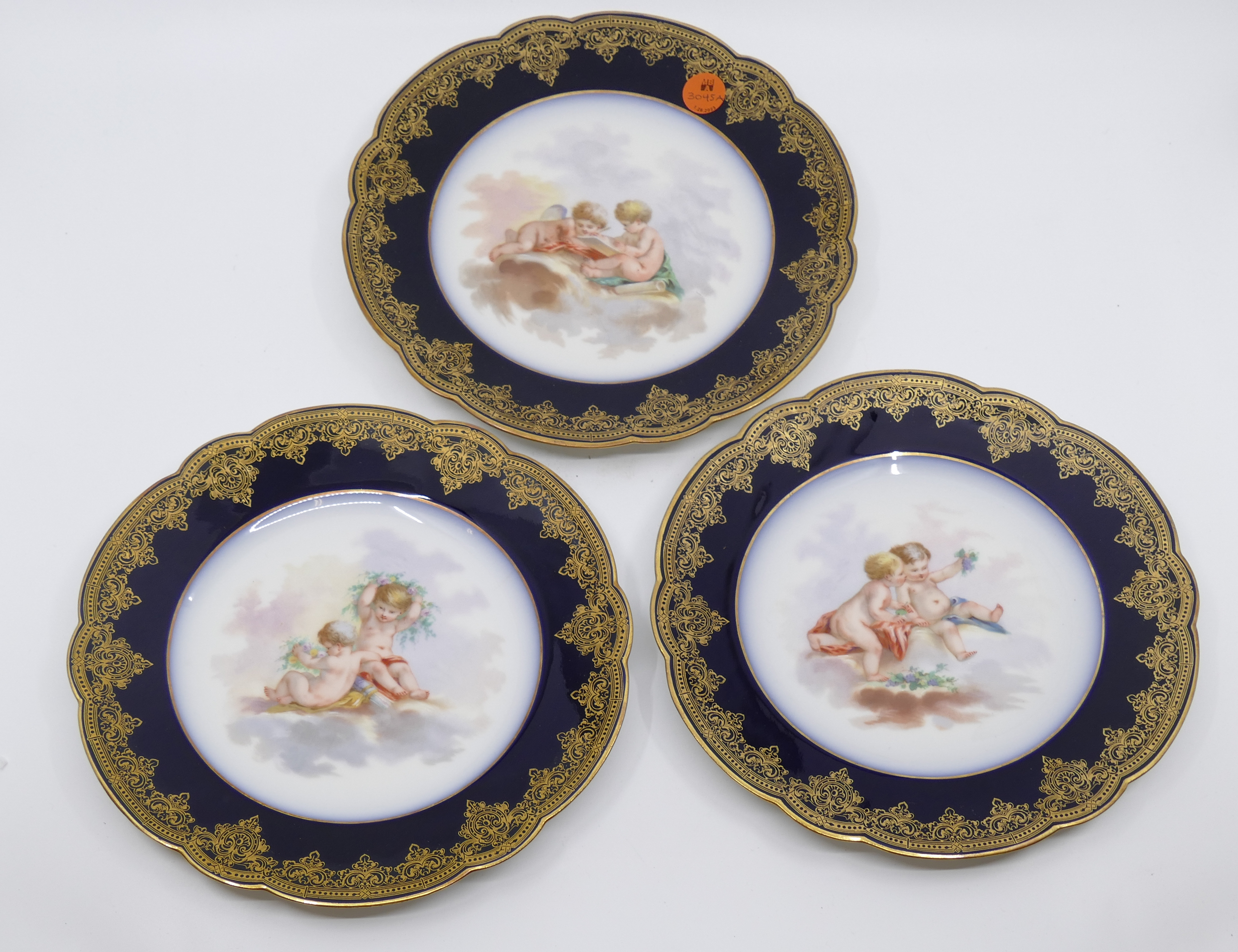 3pc Continental Porcelain Gilt