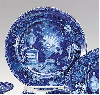 Historical blue transferware plate 