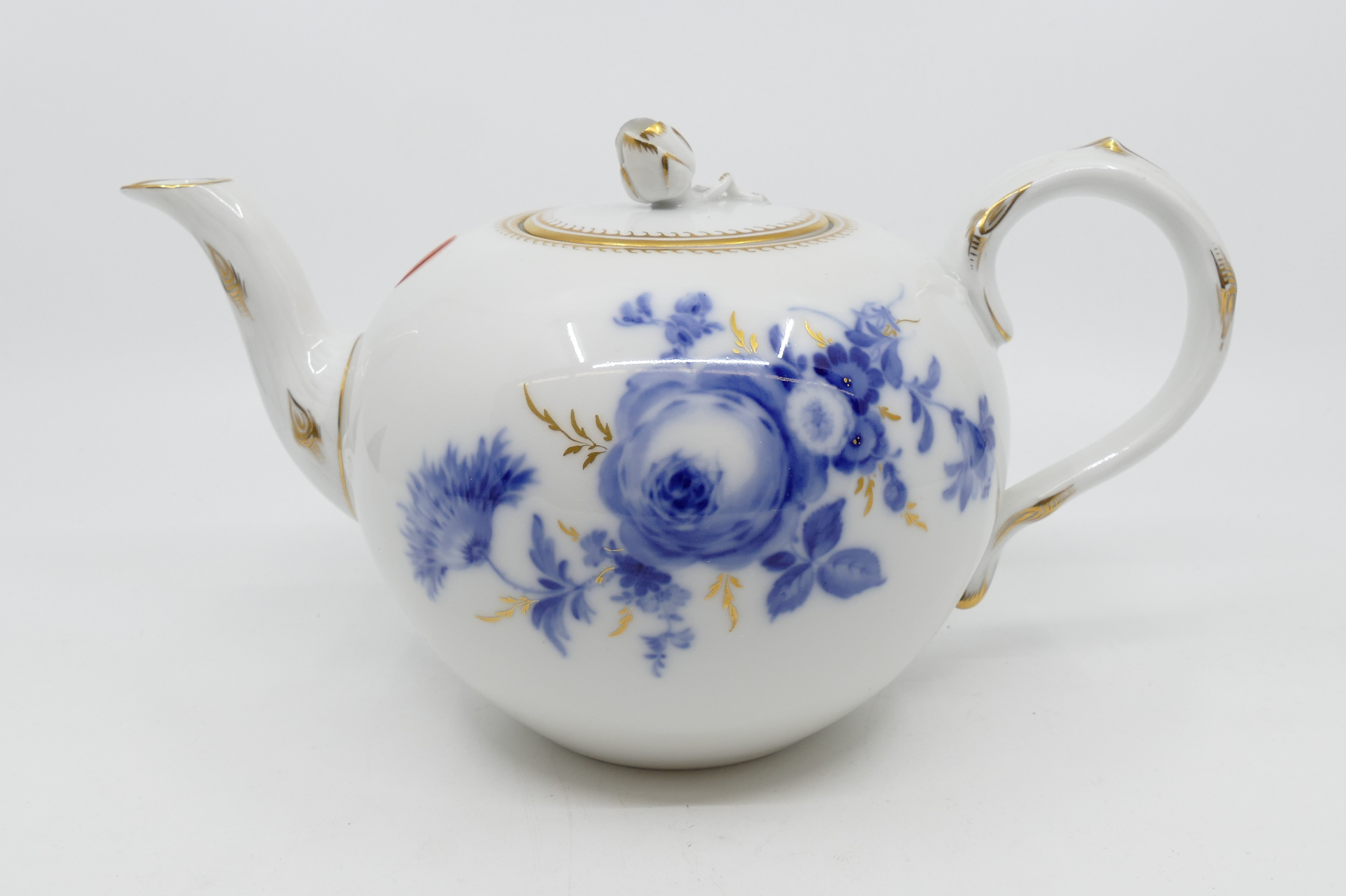 Meissen Blue Flowers Porcelain Teapot.