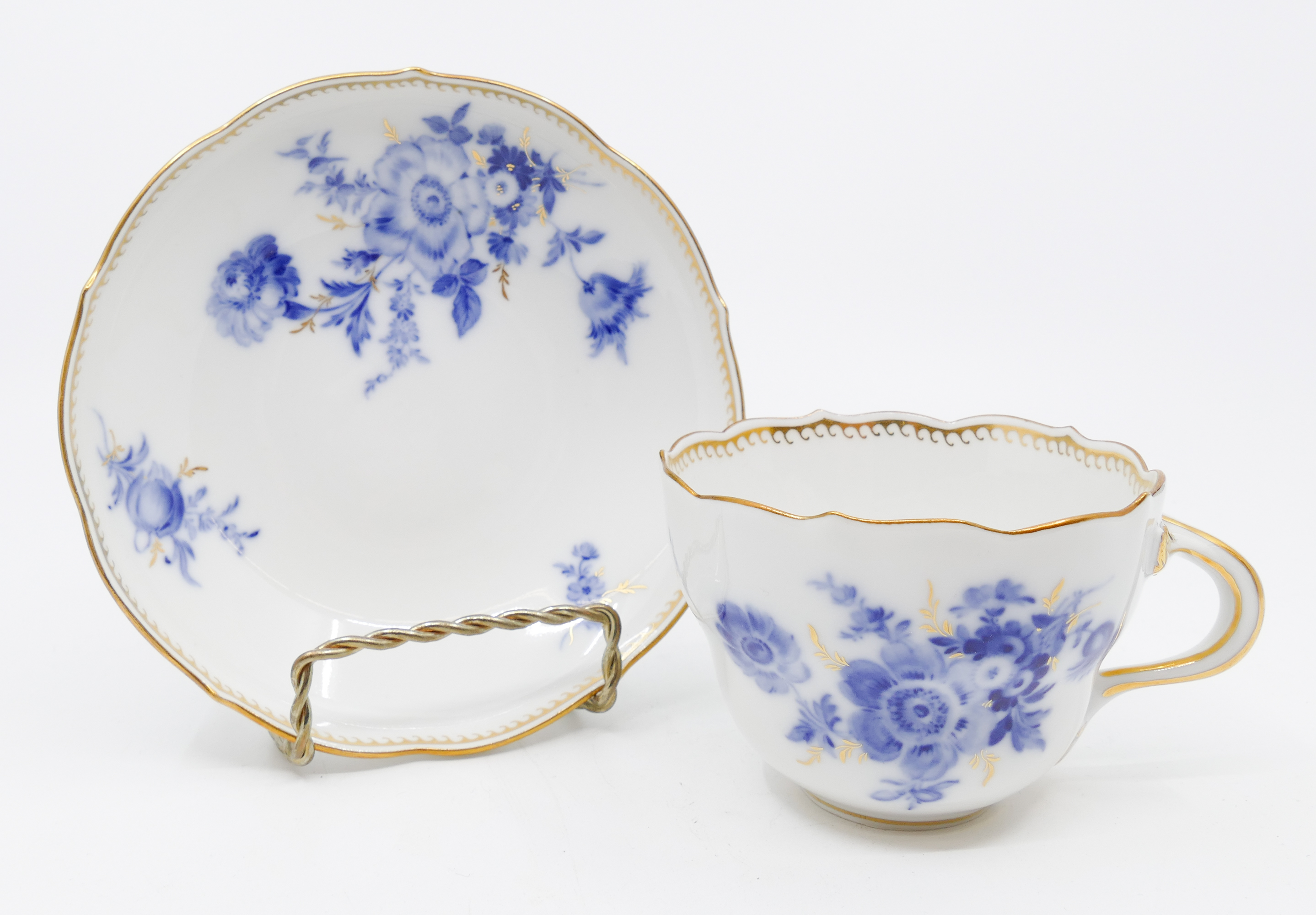 Set of 12 Meissen Blue Flowers Porcelain
