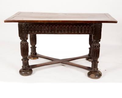 A 17th Century oak table, the two plank