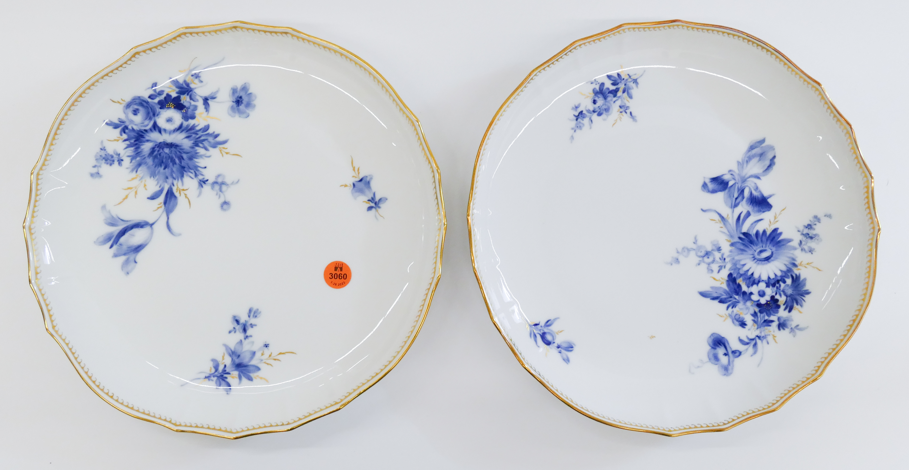 2pc Meissen Blue Flowers Porcelain 2dd836