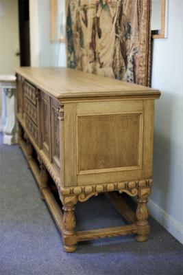A bleached oak sideboard, the three
