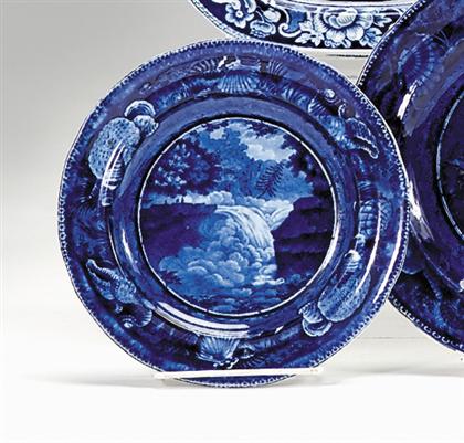 Historical blue transferware soup plate