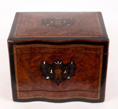 A Victorian inlaid decanter box, the