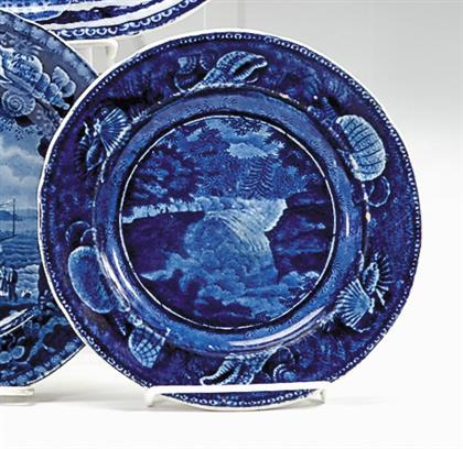 Historical blue transferware small plate	