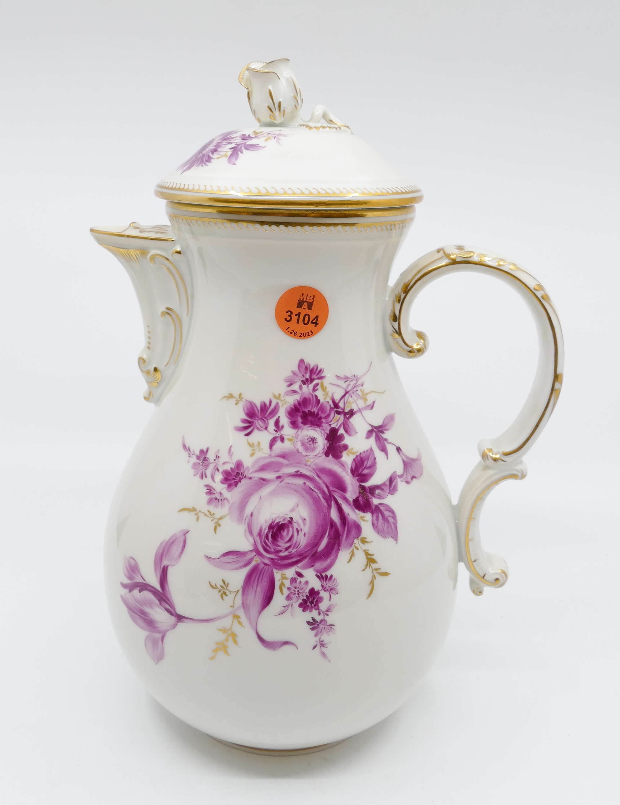 Meissen Pink Flower Porcelain Coffee