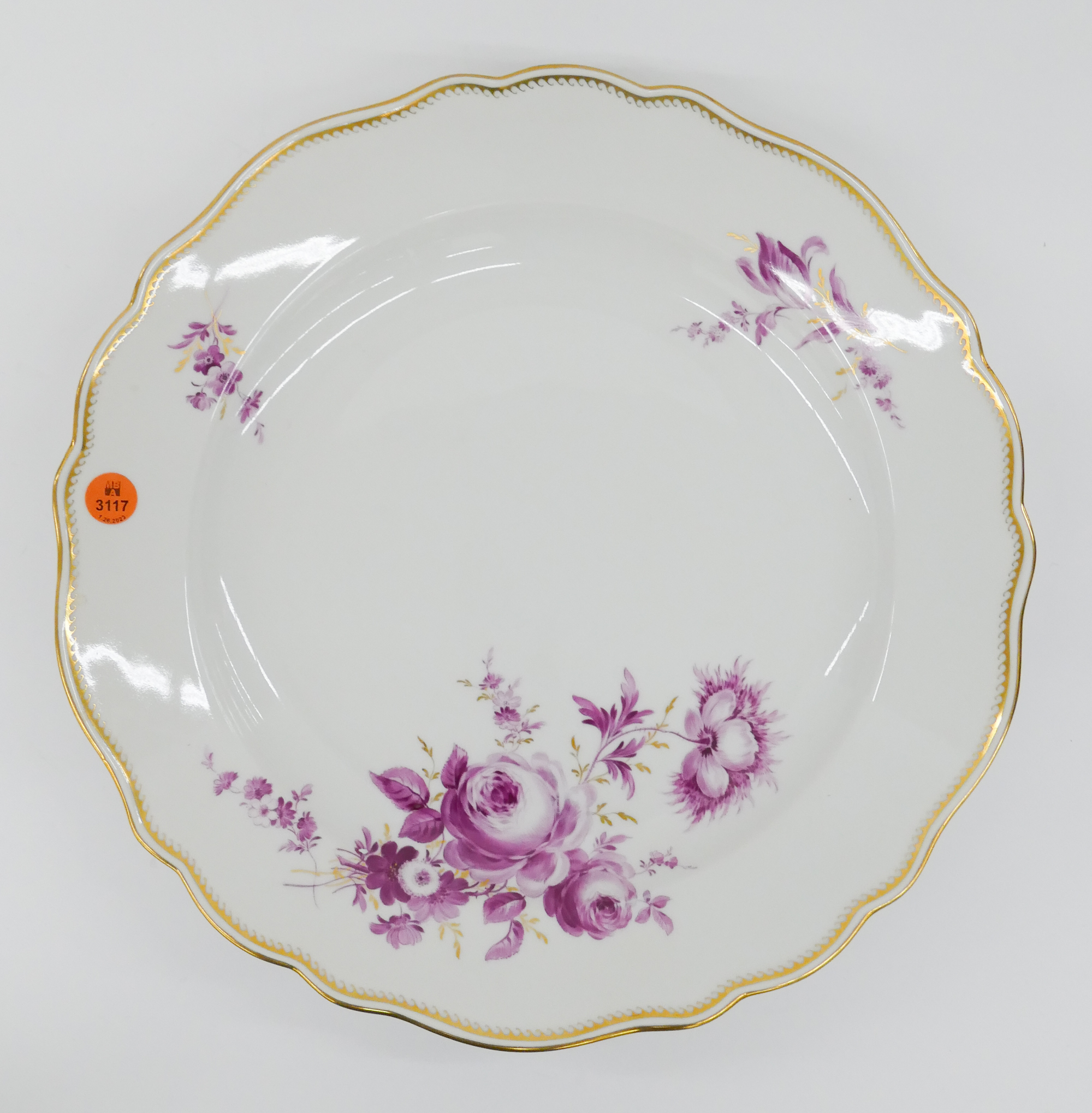 Meissen Pink Flower Porcelain Serving