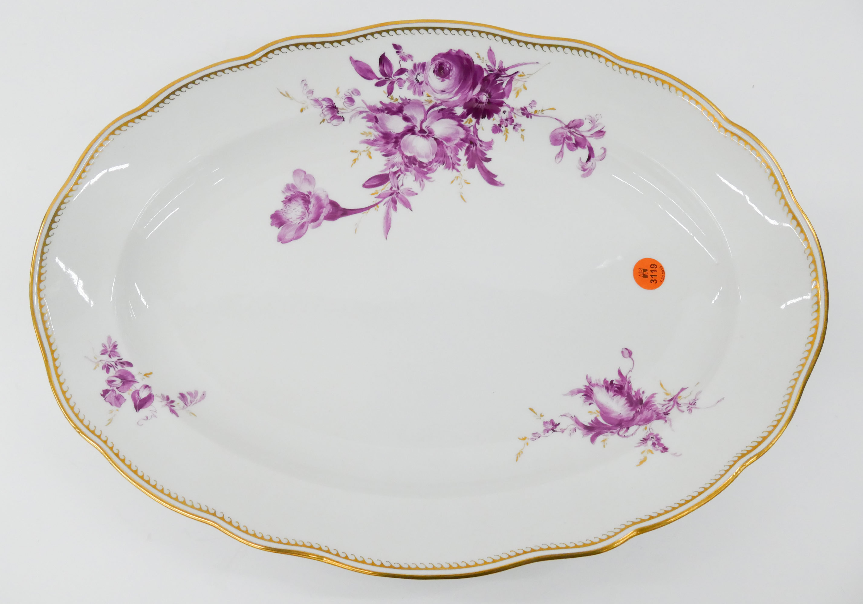 Meissen Pink Flower Porcelain Oval Serving