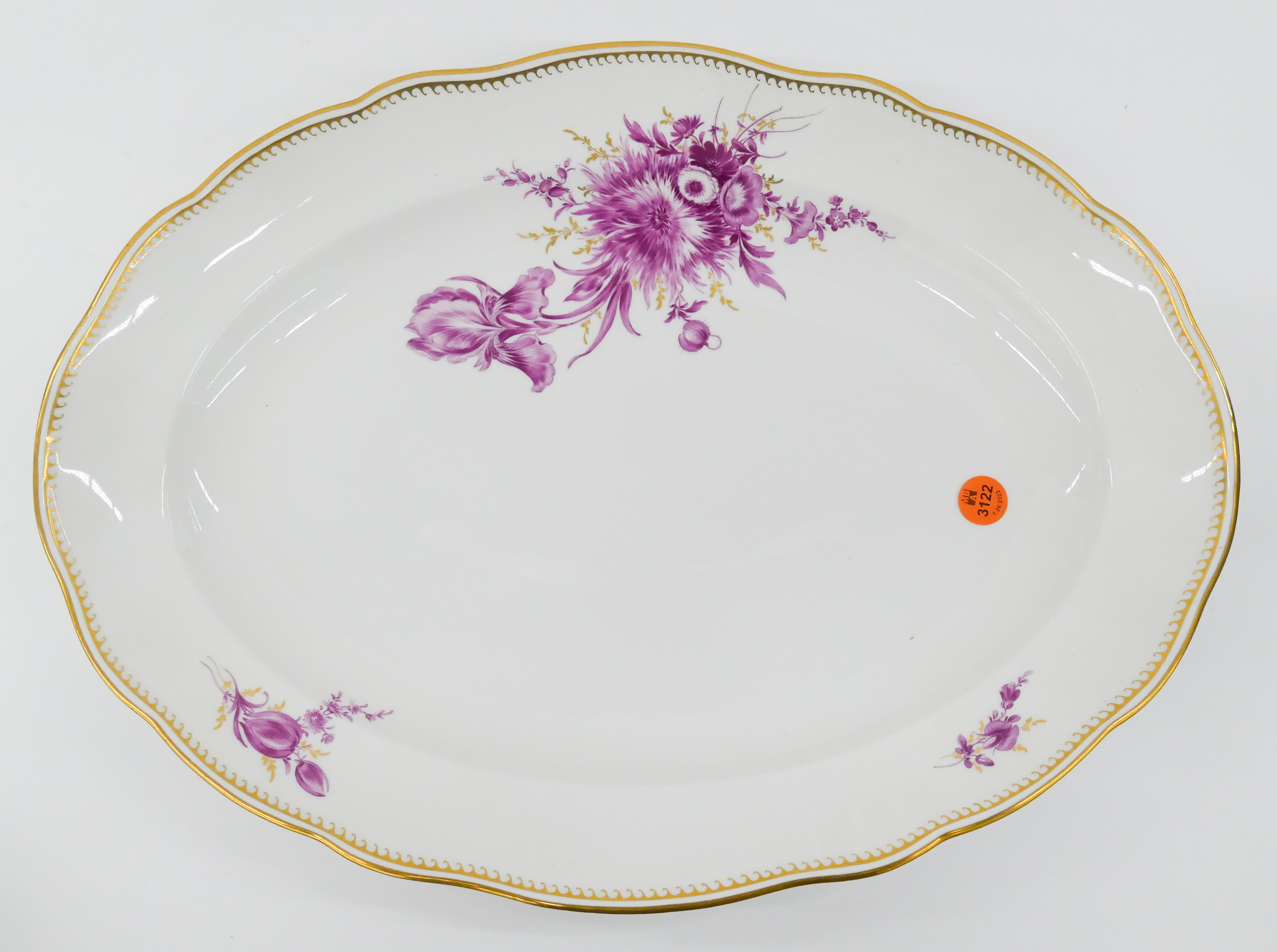 Meissen Pink Flower Porcelain Oval Serving