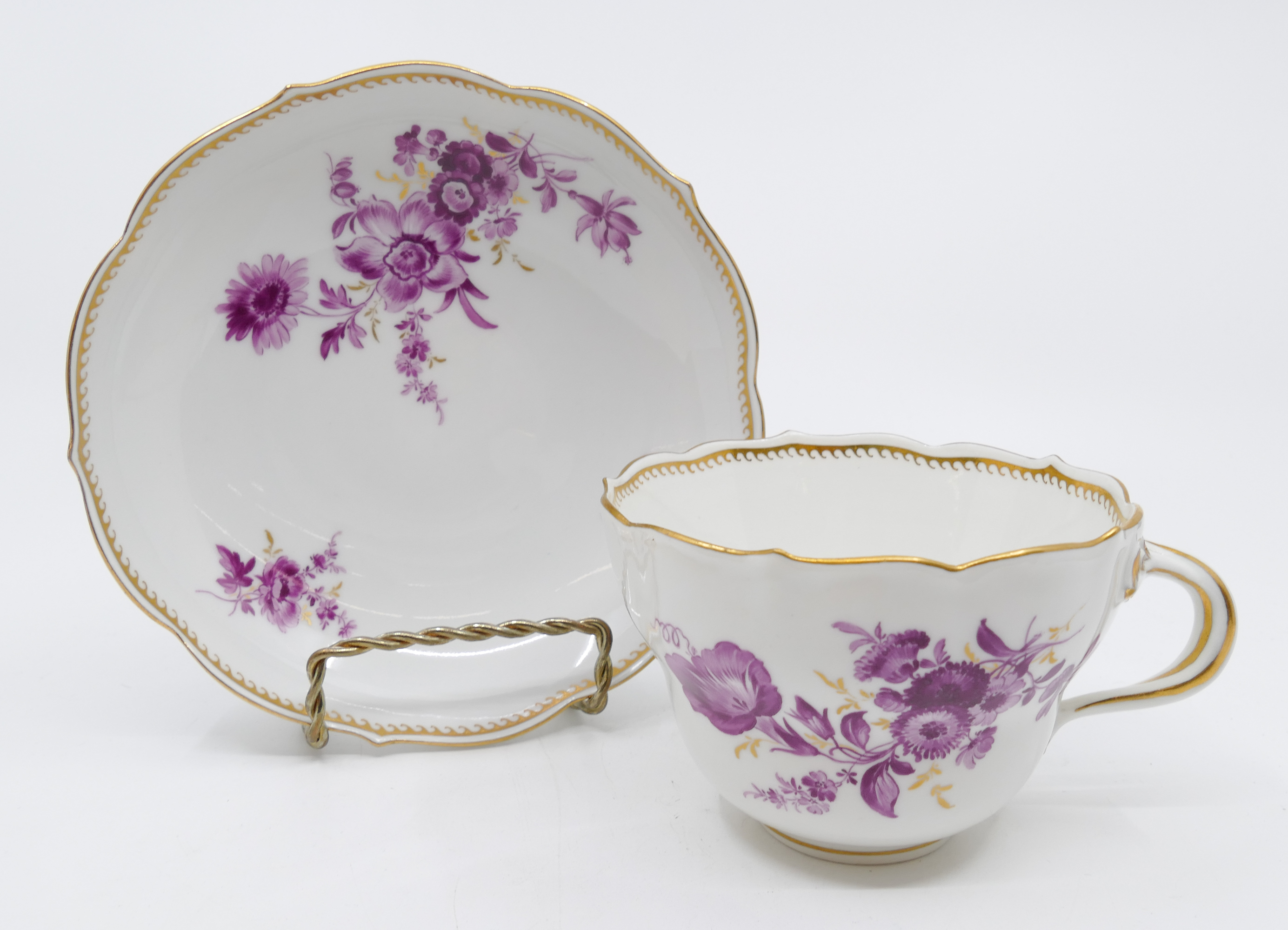 12pc Meissen Pink Flower Porcelain