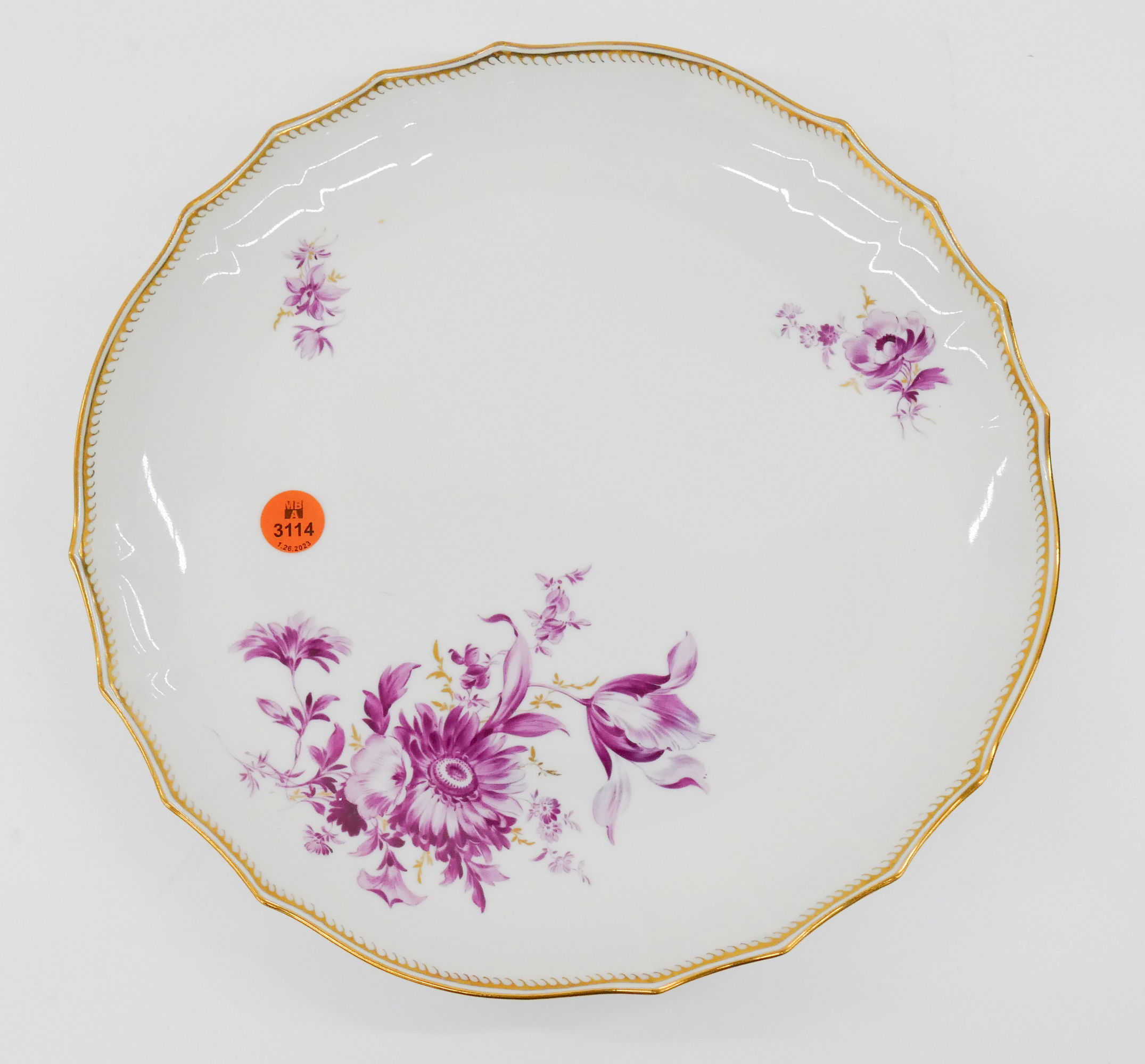 Meissen Pink Flower Porcelain Serving