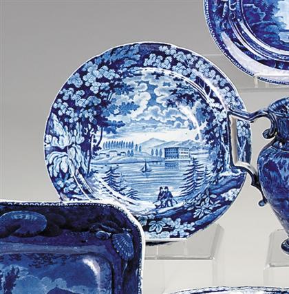 Historical blue transferware soup 495b6