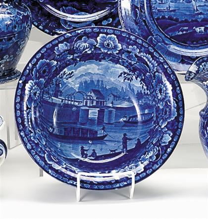 Historical blue transferware washbowl 495ba