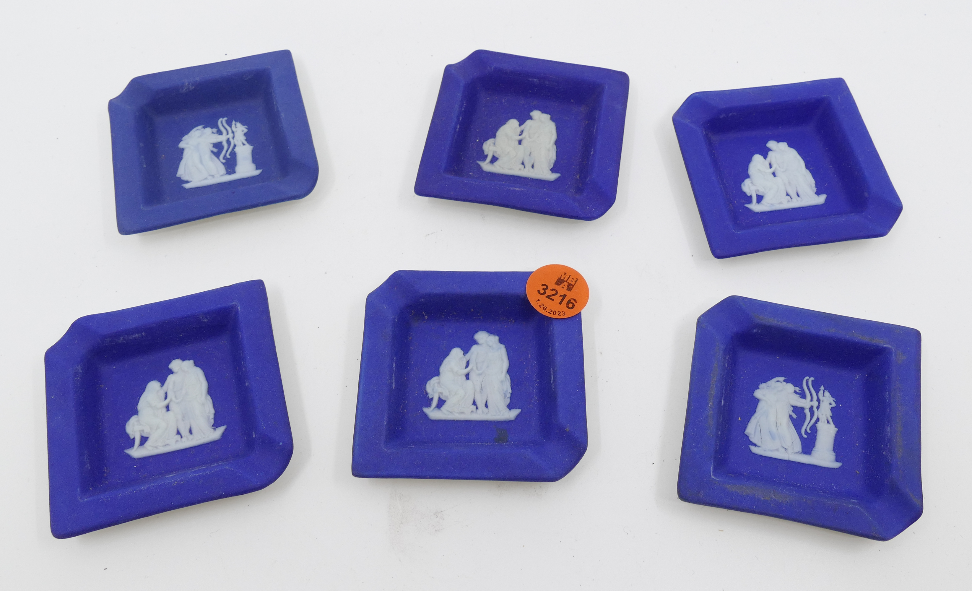 6pc Wedgwood Blue Jasperware Dipped