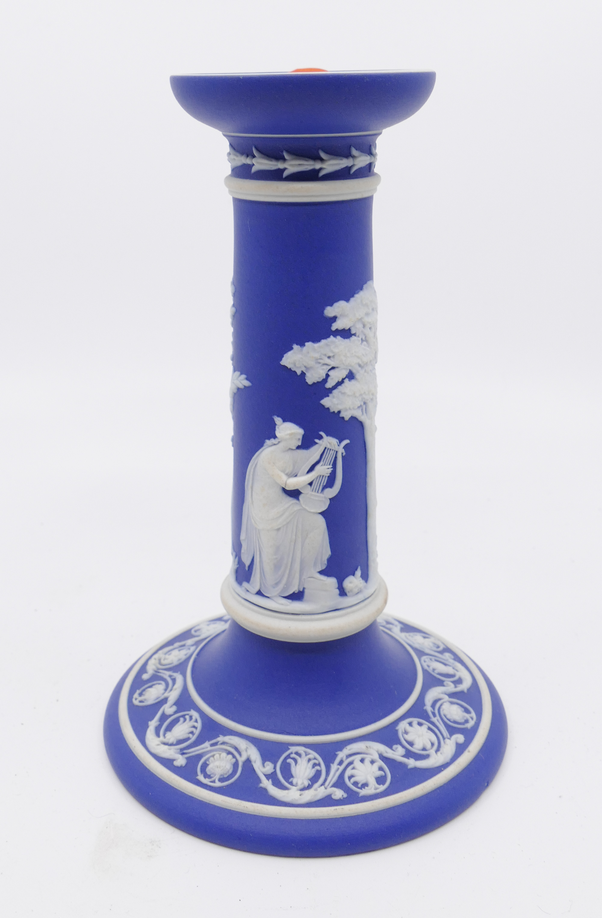 Wedgwood Blue Jasperware Dipped Candlestick-