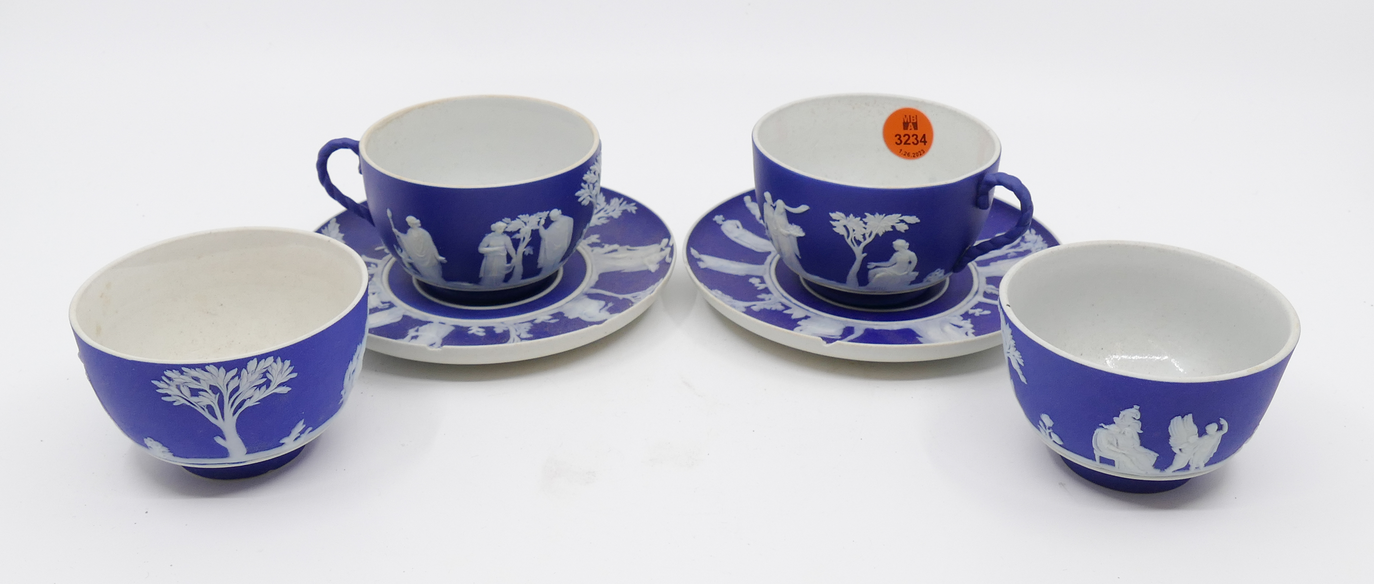 6pc Wedgwood Jasperware Blue Teacups  2dd956