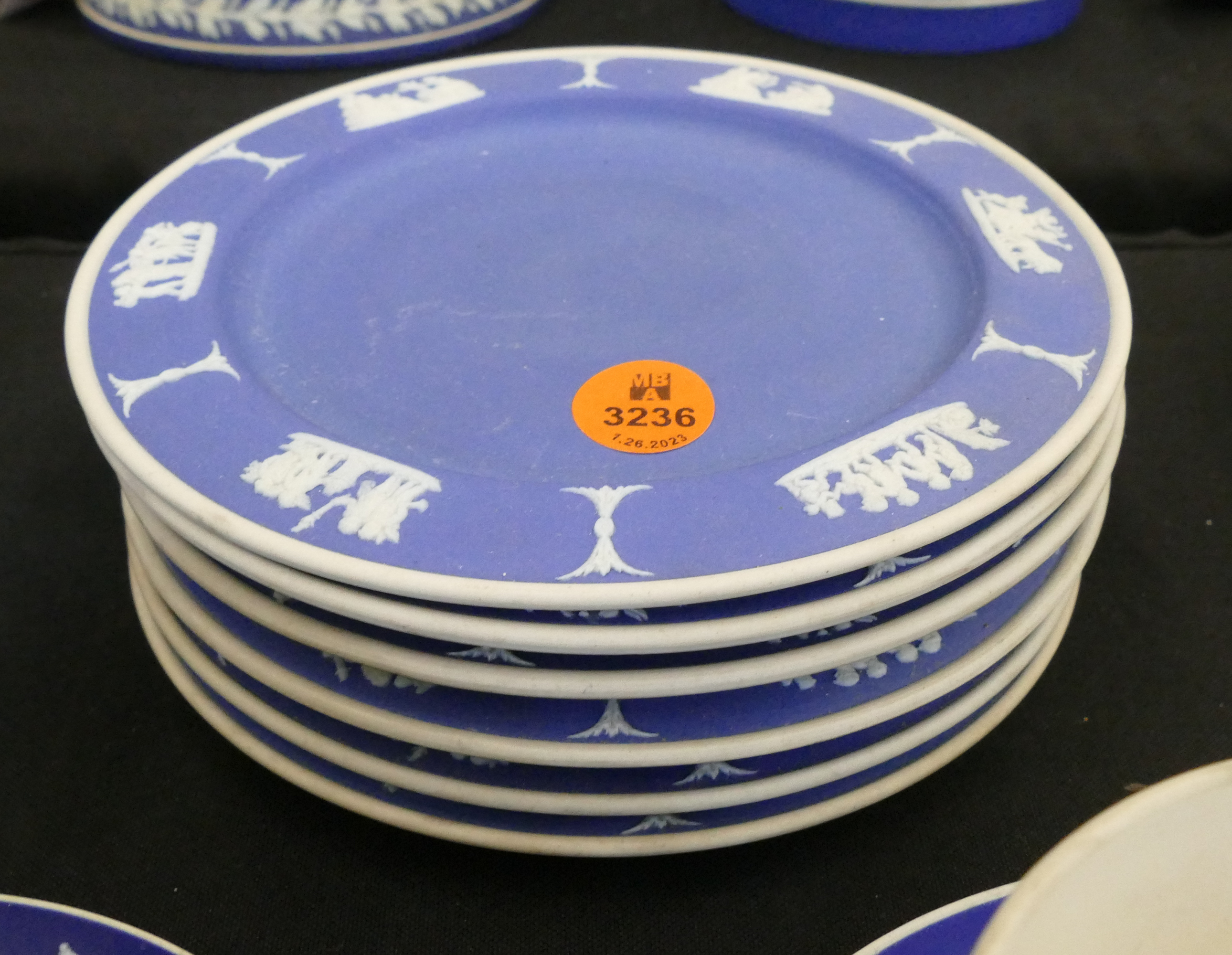 6pc Wedgwood Jasperware Blue Small Plates-