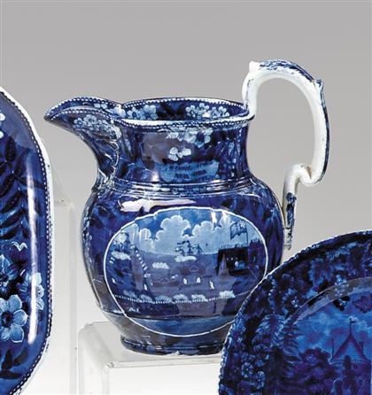 Historical blue transferware pitcher