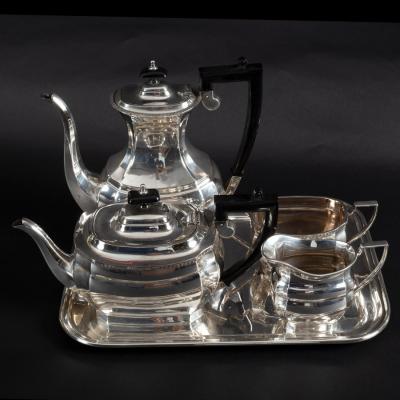 A silver plated four-piece tea and coffee