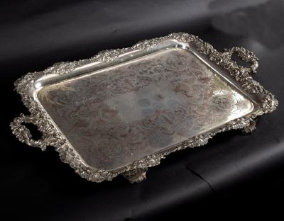 A silver plated two-handled tray, 74cm