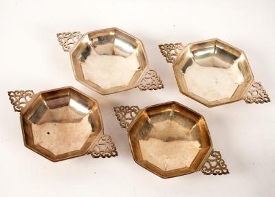 Four silver octagonal sweetmeat