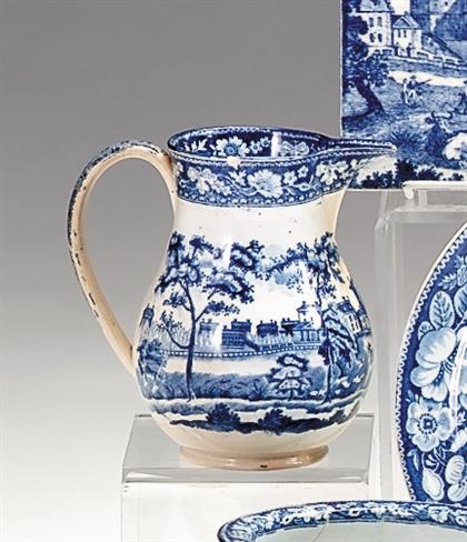 Historical blue transferware small pitcher