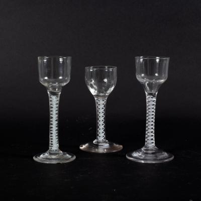 Three 18th Century cordial glasses with