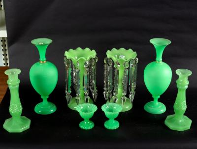 A group of green glass comprising a