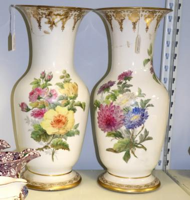 A pair of French porcelain baluster