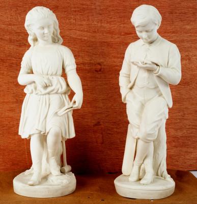 A pair of Copeland parian figures