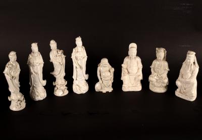 Eight blanc-de-chine figures, Guanyin