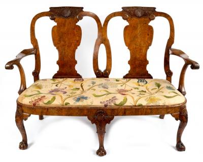A 19th Century walnut chair back