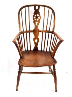 A fruitwood, ash and elm Windsor