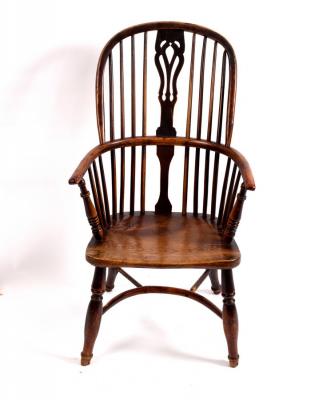 A yew and elm Windsor armchair,