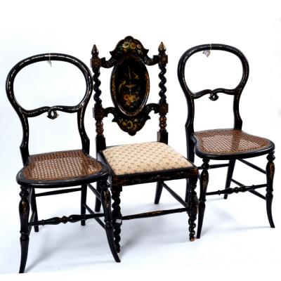An ebonised side chair, circa 1880,