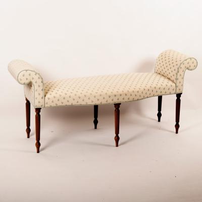 An upholstered window seat with