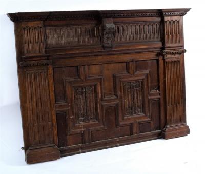 A 19th Century panelled oak overmantel