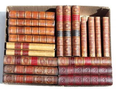 Nineteen leather bound books, classics