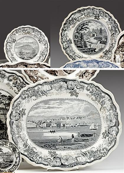     	Three historical black transferware