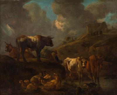 Follower of Nicholas Berchem/Cows