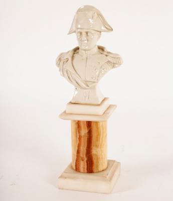 A ceramic bust of Napoleon, on