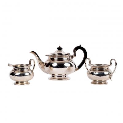 A silver three-piece tea set, Mappin