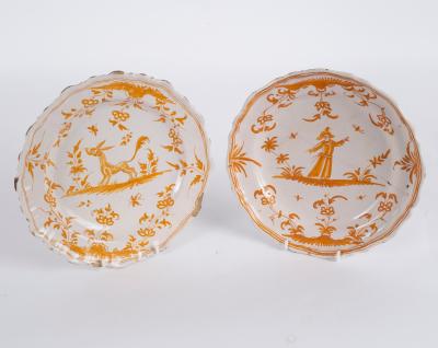 Two 18th Century Moustiers plates,